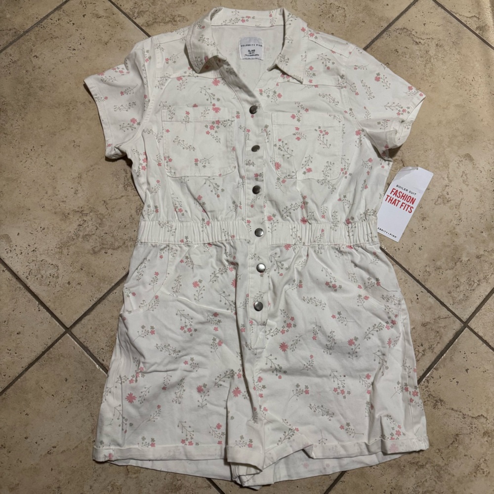 Celebrity Pink White Floral Romper